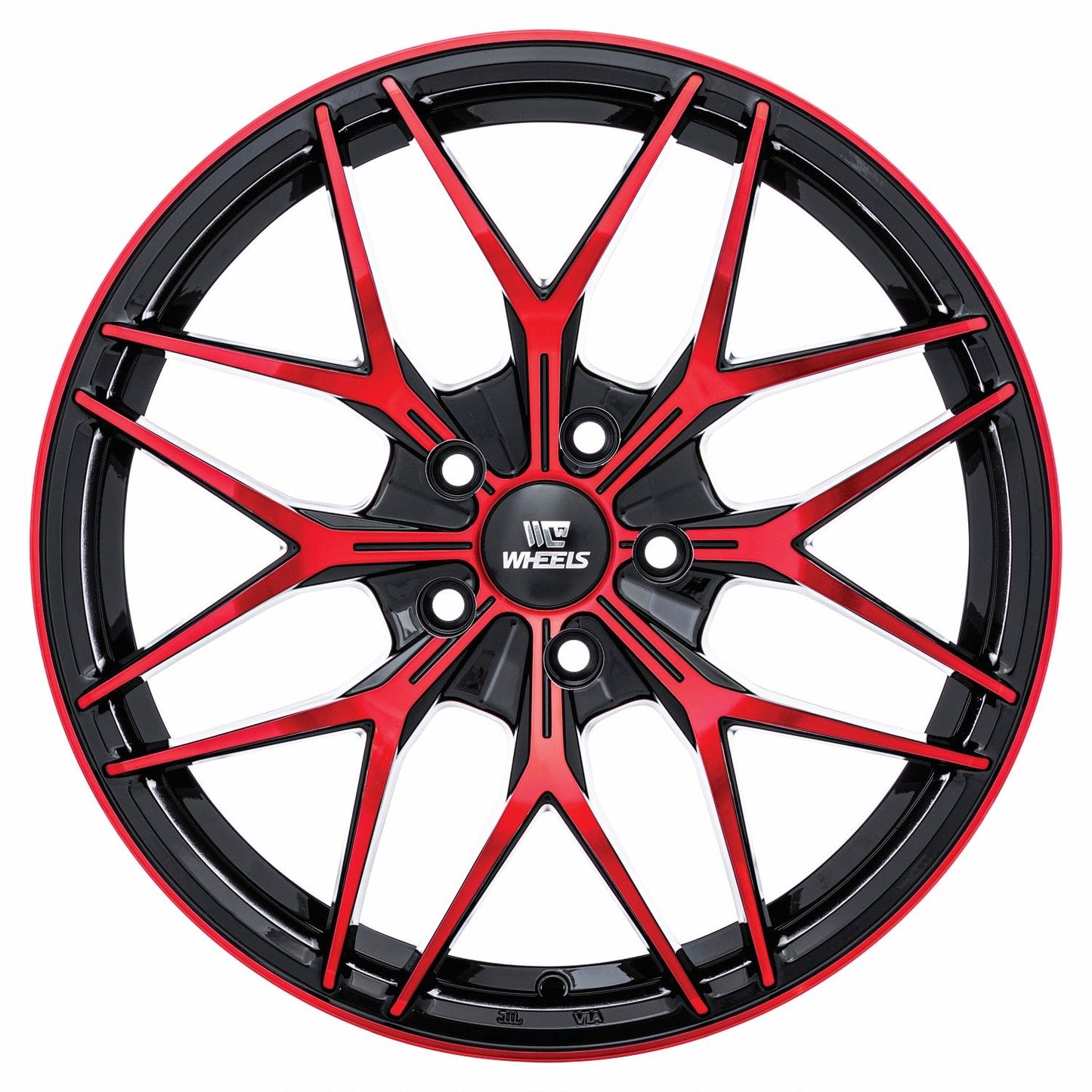 C-WHEELS - APOLLO - 18X8 - GLOSS BLACK MACHINED RED