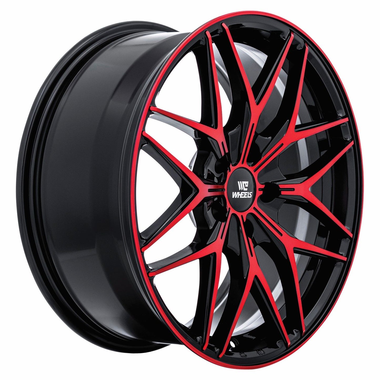 C-WHEELS - CW - APOLLO - 18X8 - GLOSS BLACK MACHINED RED