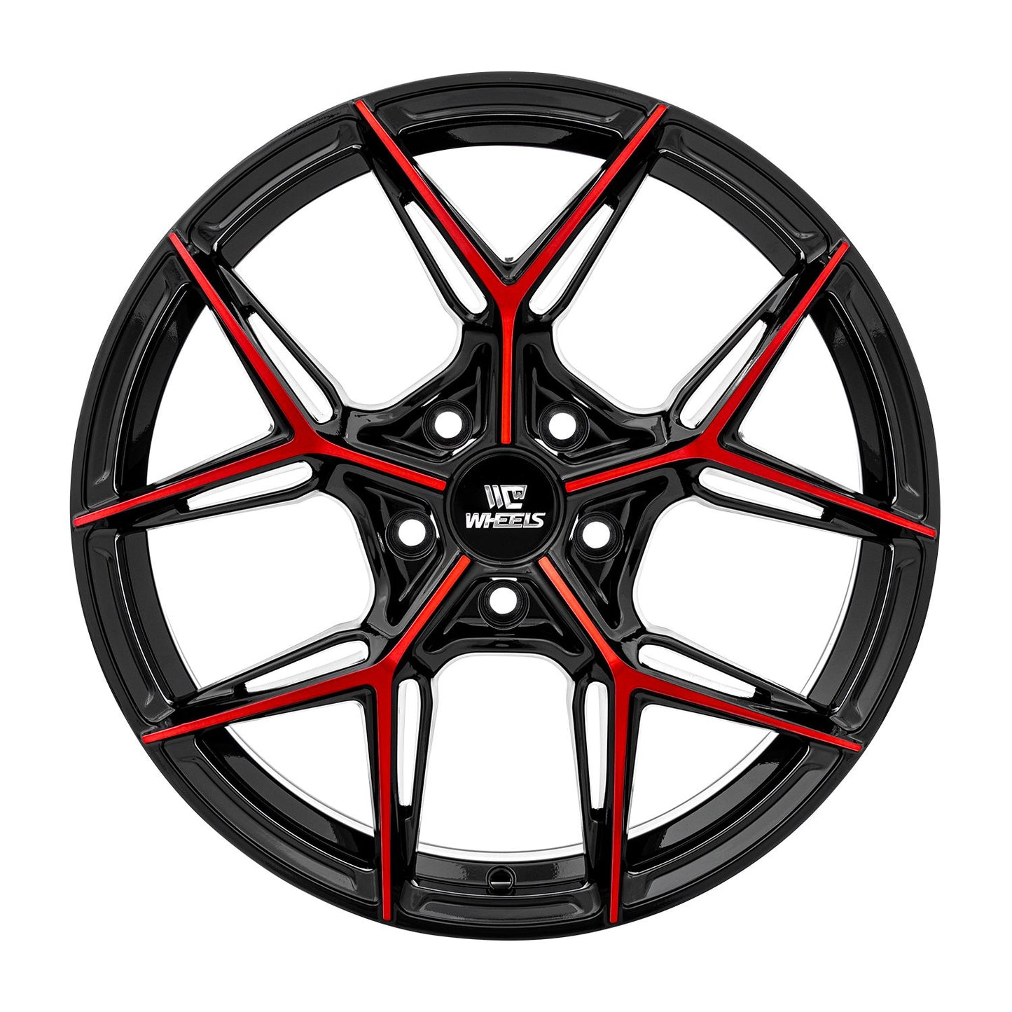C-WHEELS - CW05 - 18X8 - GLOSS BLACK MACHINED RED