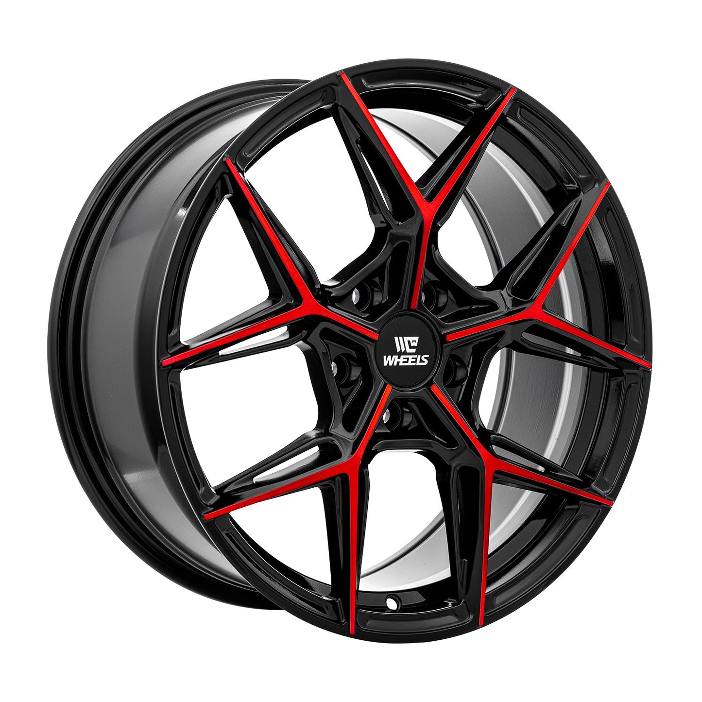 C-WHEELS - CW05 - 18X8 - GLOSS BLACK MACHINED RED
