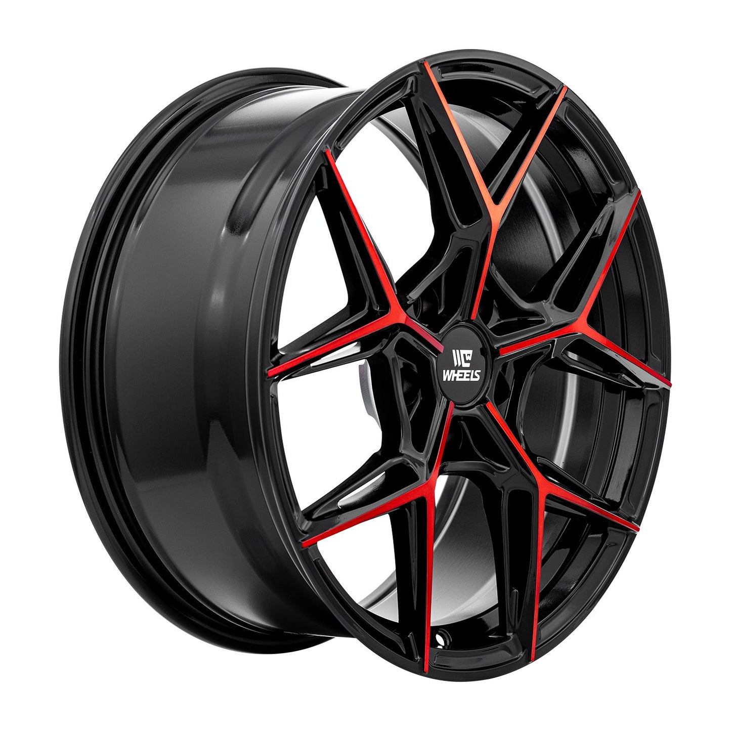 C-WHEELS - CW05 - 18X8 - GLOSS BLACK MACHINED RED