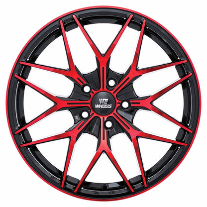 C-WHEELS - APOLLO - 18X8 - GLOSS BLACK MACHINED RED