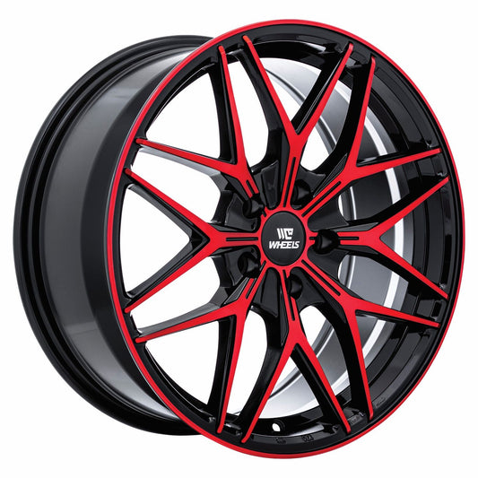 C-WHEELS - APOLLO - 18X8 - GLOSS BLACK MACHINED RED