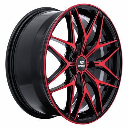 C-WHEELS - APOLLO - 18X8 - GLOSS BLACK MACHINED RED