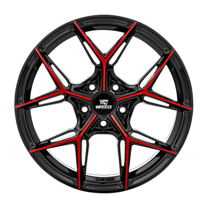 C-WHEELS - CW05 - 18X8 - GLOSS BLACK MACHINED RED
